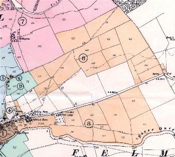 Northend Farm land shown in orange and numbered 18 on the 1934 sale plan